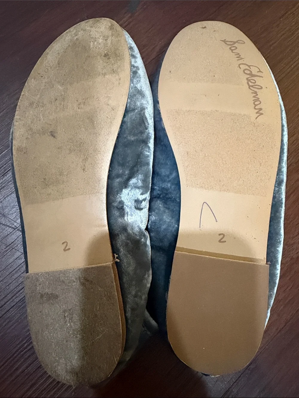 Sam Edelman Gray Velvet Ballet Flats with Bow Accent